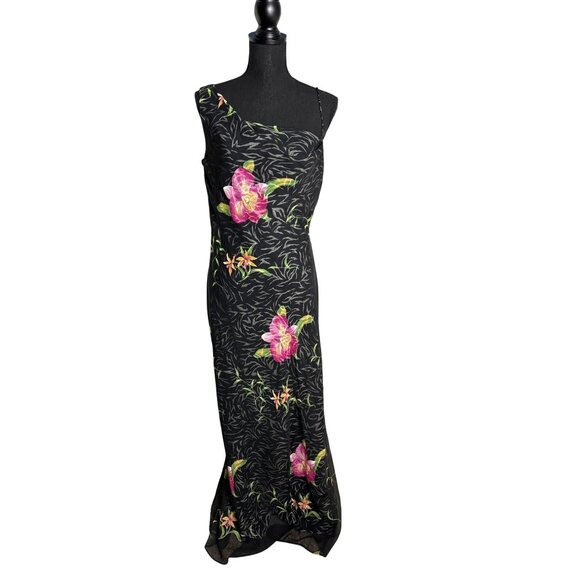 Betsy & Adam by Jaslene Millennium Collection Floral One-Shoulder Long Sheath 14 - Picture 1 of 11